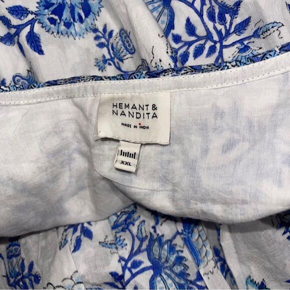 Hemant & Nandita Belted Mini Dress in Cobalt & White, Excellent, Size XXL - Picture 9 of 11